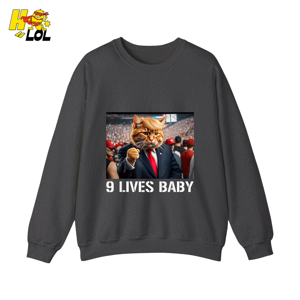 9 Lives Baby Shirt Funny Cat Meme Graphic Shirt - HQLOL