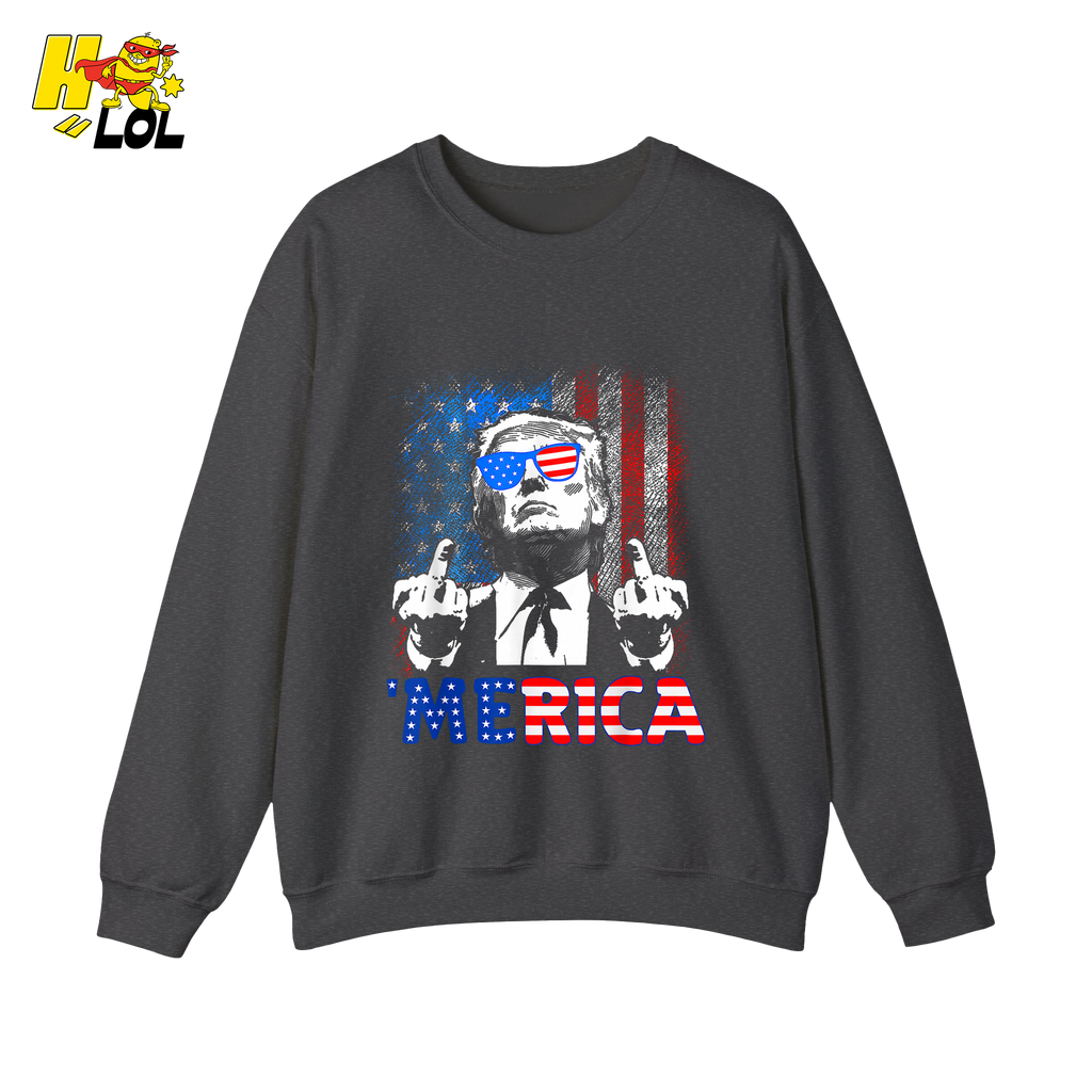 Merica Shirt Funny Patriotic USA Flag Graphic Shirt - HQLOL