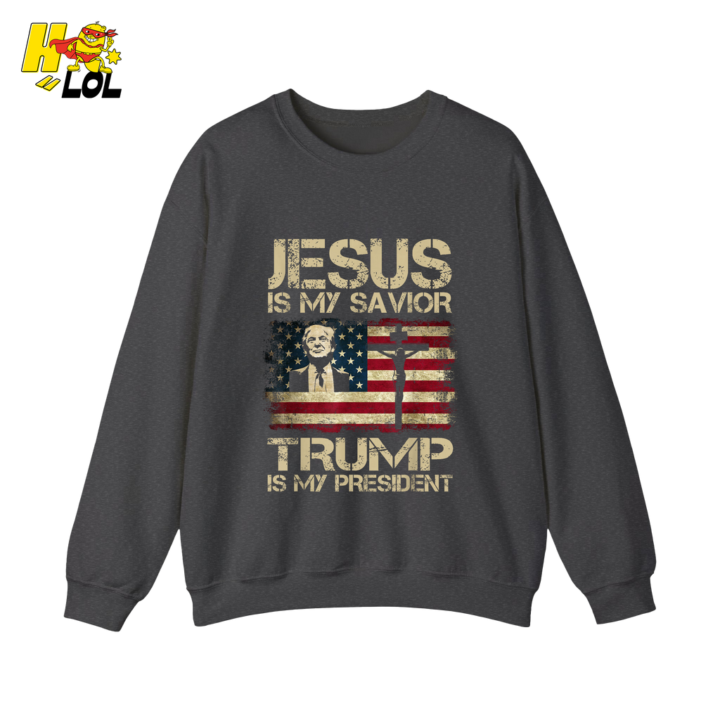 Jesus Is My Savior Trump Is My President Shirt Christian Patriotic - HQLOL
