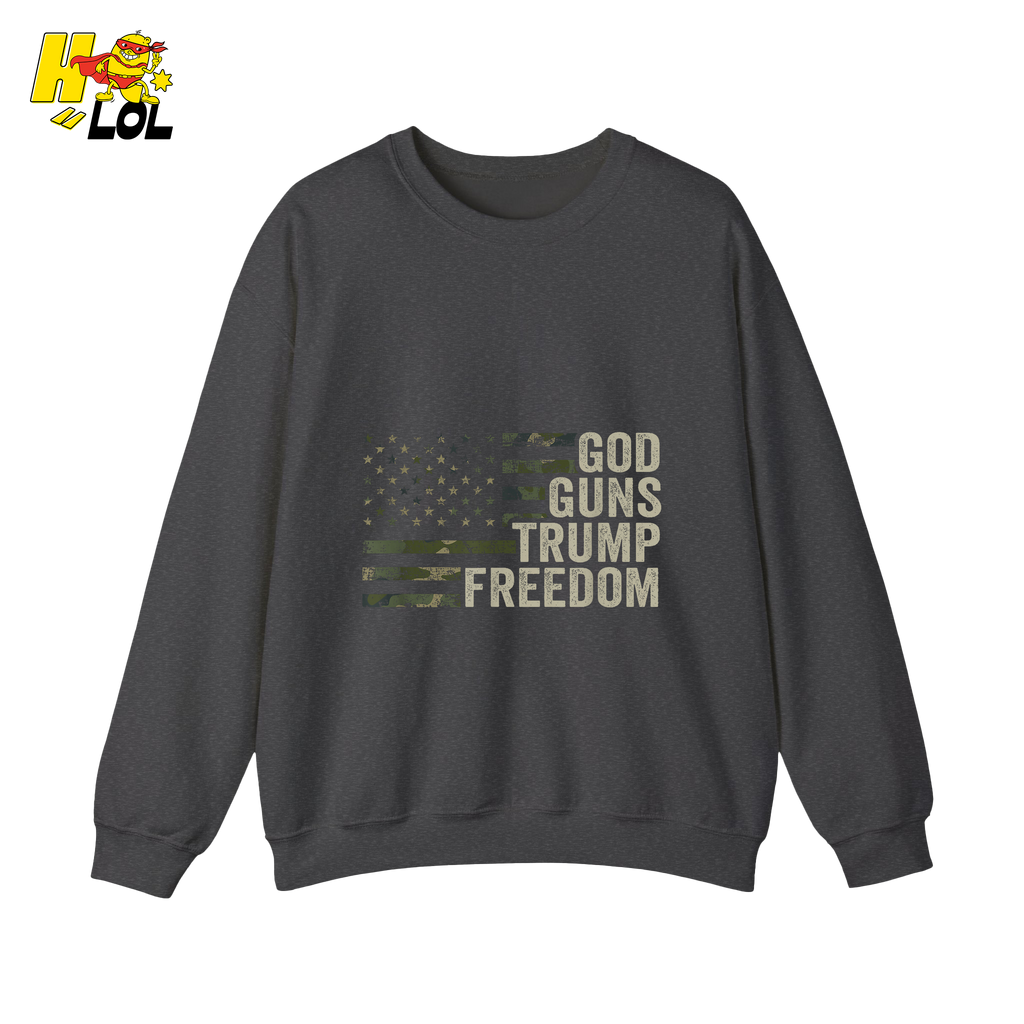 God Guns Trump Freedom Shirt Patriotic Camo Flag Shirt - HQLOL
