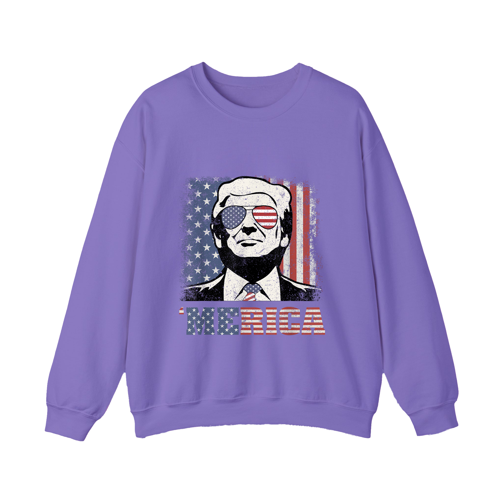Merica Shirt Patriotic USA Flag Sunglasses Graphic Sweatshirt - HQLOL