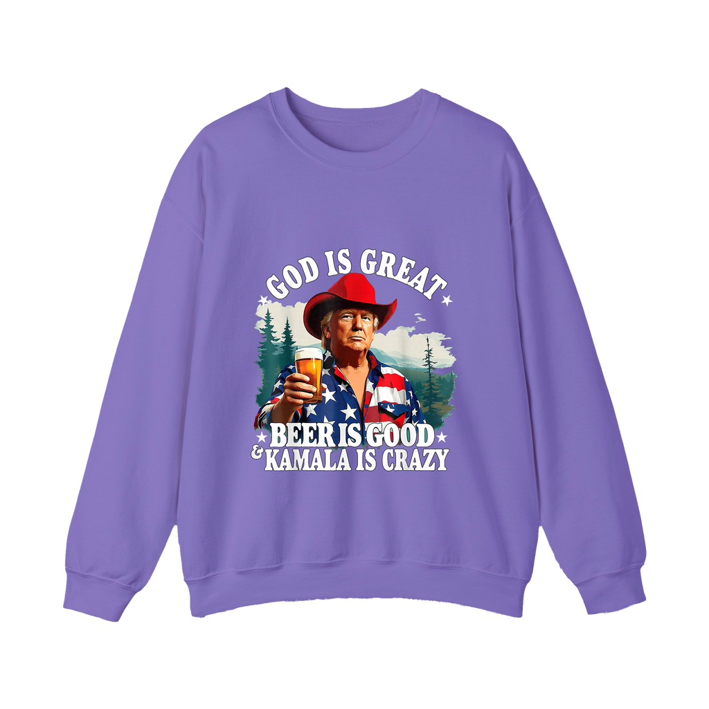 God Is Great Kamala Is Crazy - Trump Beer Patriotic Shirt - HQLOL
