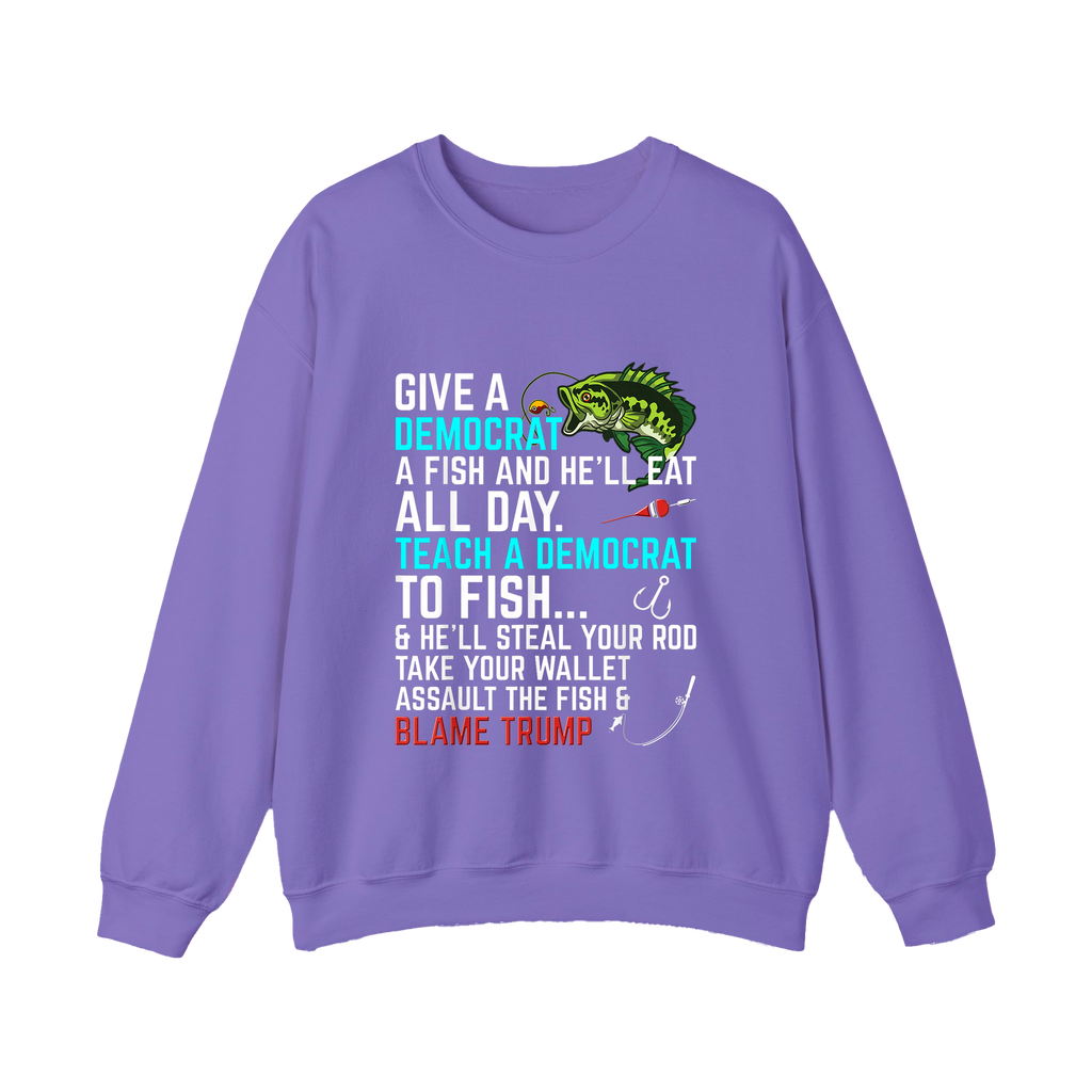 Funny Political Fishing Shirt Teach a Democrat to Fish Blame Trump - HQLOL