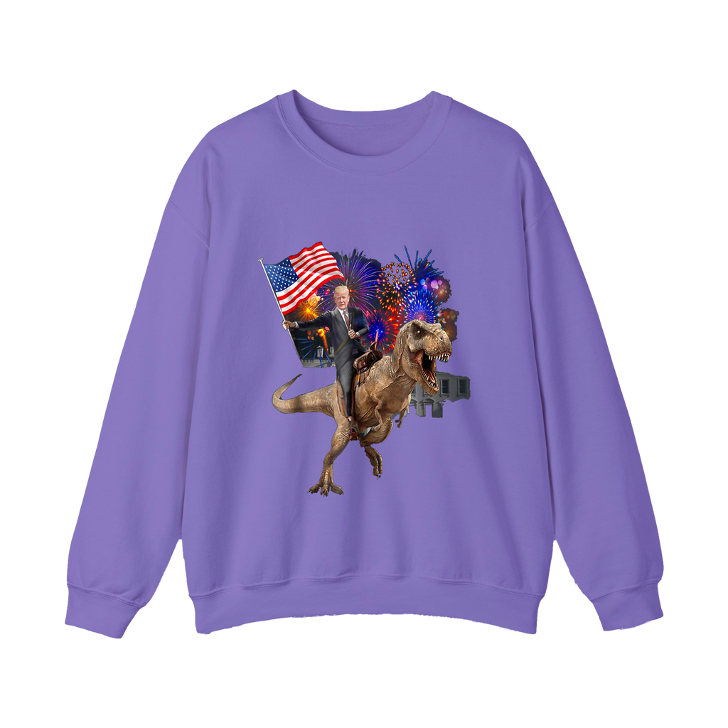 Trump Riding T-Rex American Flag Epic Patriotic Funny Gift Shirt - HQLOL