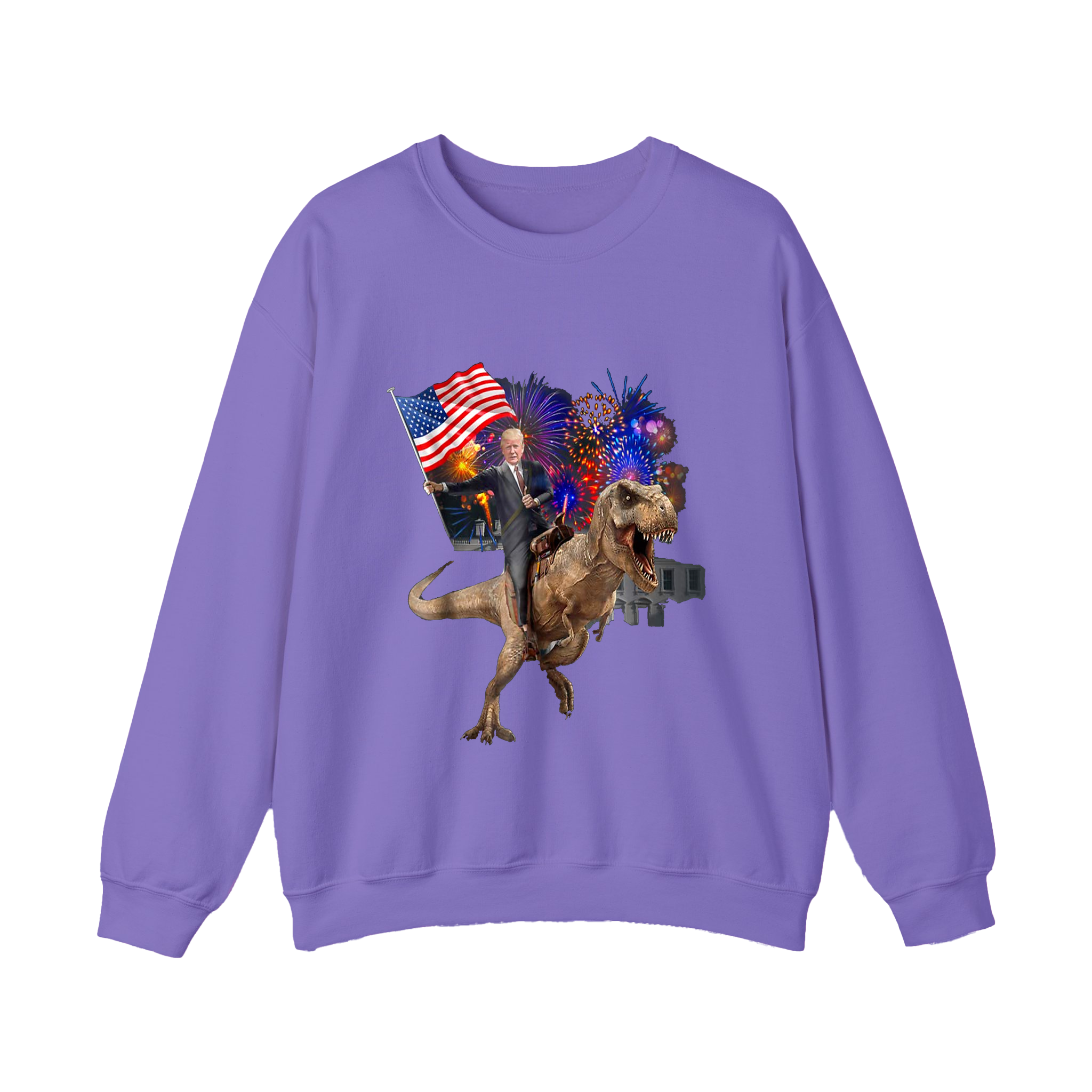 Trump Riding T-Rex American Flag Epic Patriotic Funny Gift Shirt - HQLOL