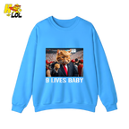 9 Lives Baby Shirt Funny Cat Meme Graphic Shirt - HQLOL