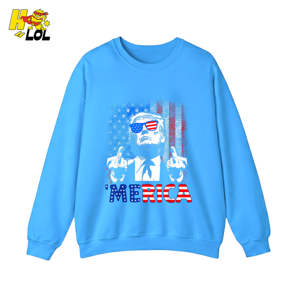 Merica Shirt Funny Patriotic USA Flag Graphic Shirt - HQLOL