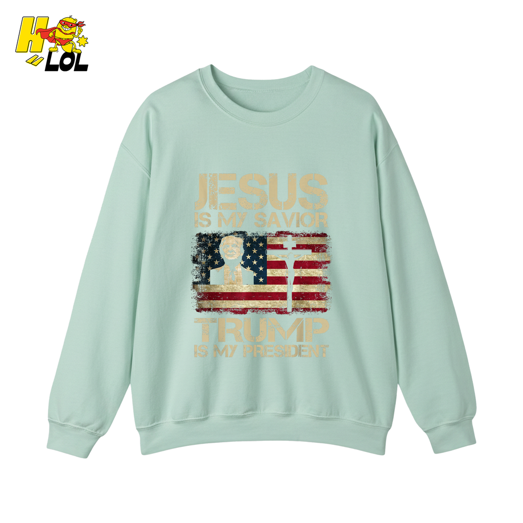 Jesus Is My Savior Trump Is My President Shirt Christian Patriotic - HQLOL