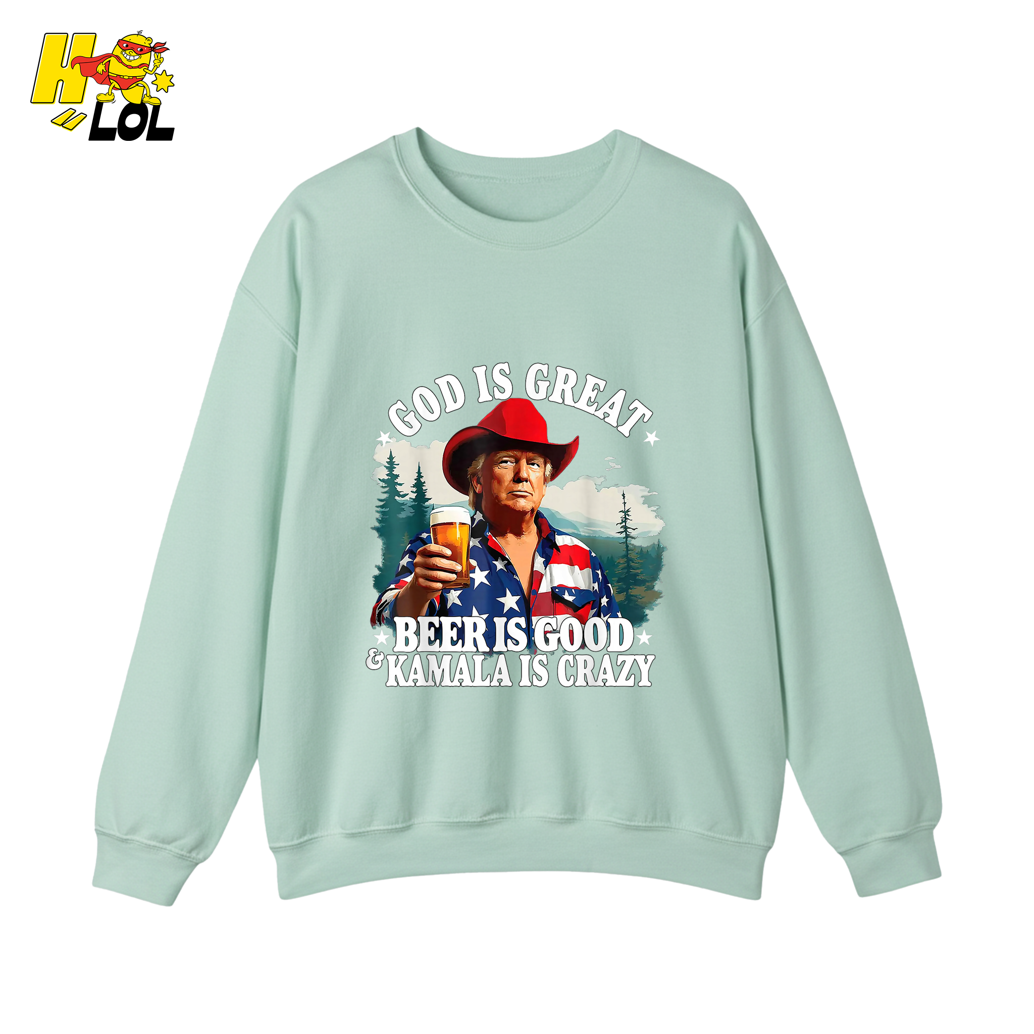 God Is Great Kamala Is Crazy - Trump Beer Patriotic Shirt - HQLOL