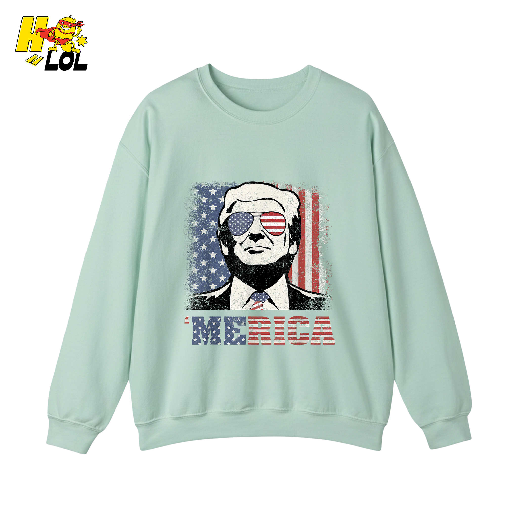 Merica Shirt Patriotic USA Flag Sunglasses Graphic Sweatshirt - HQLOL