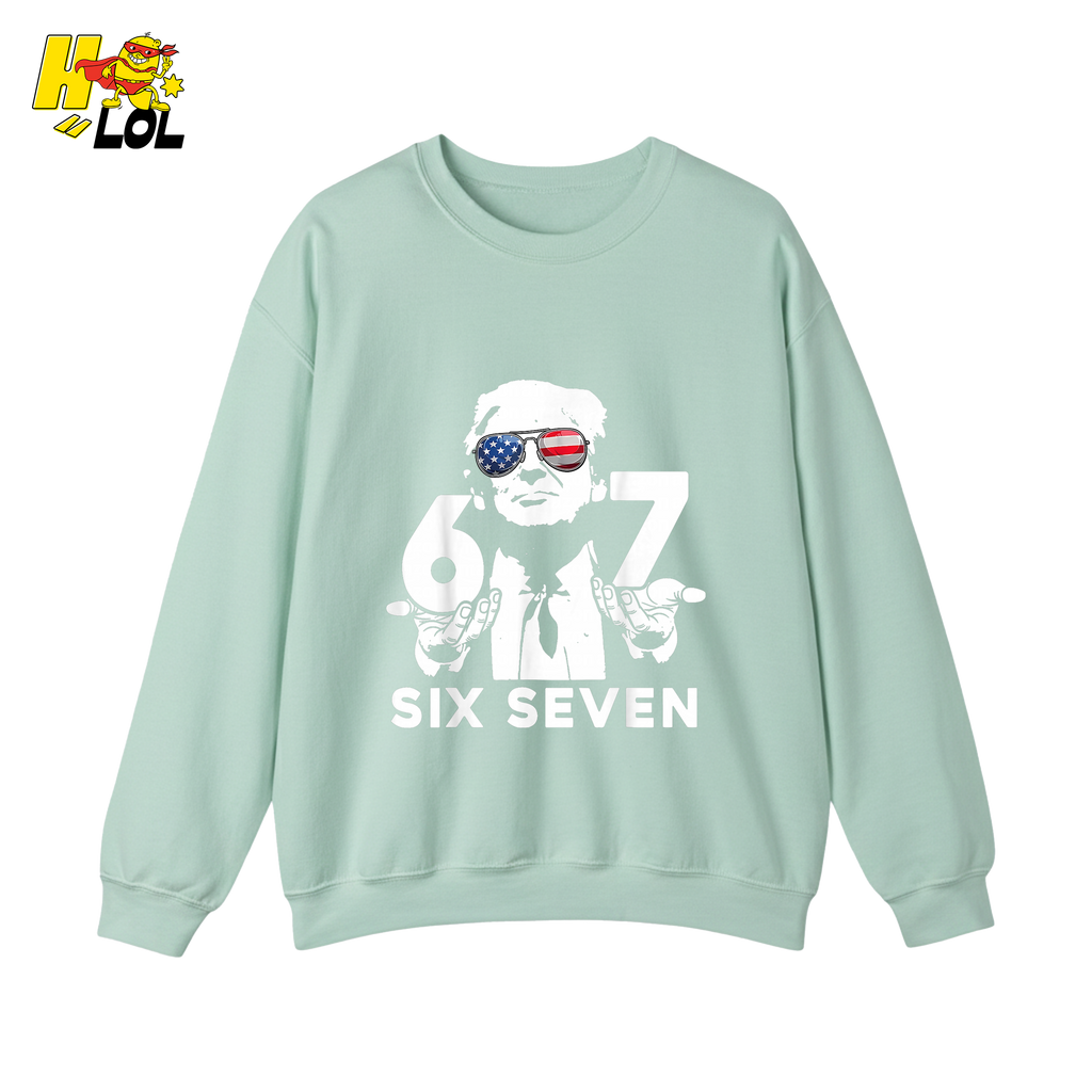 Six Seven Shirt 67 Patriotic Sunglasses Meme Graphic Shirt - HQLOL