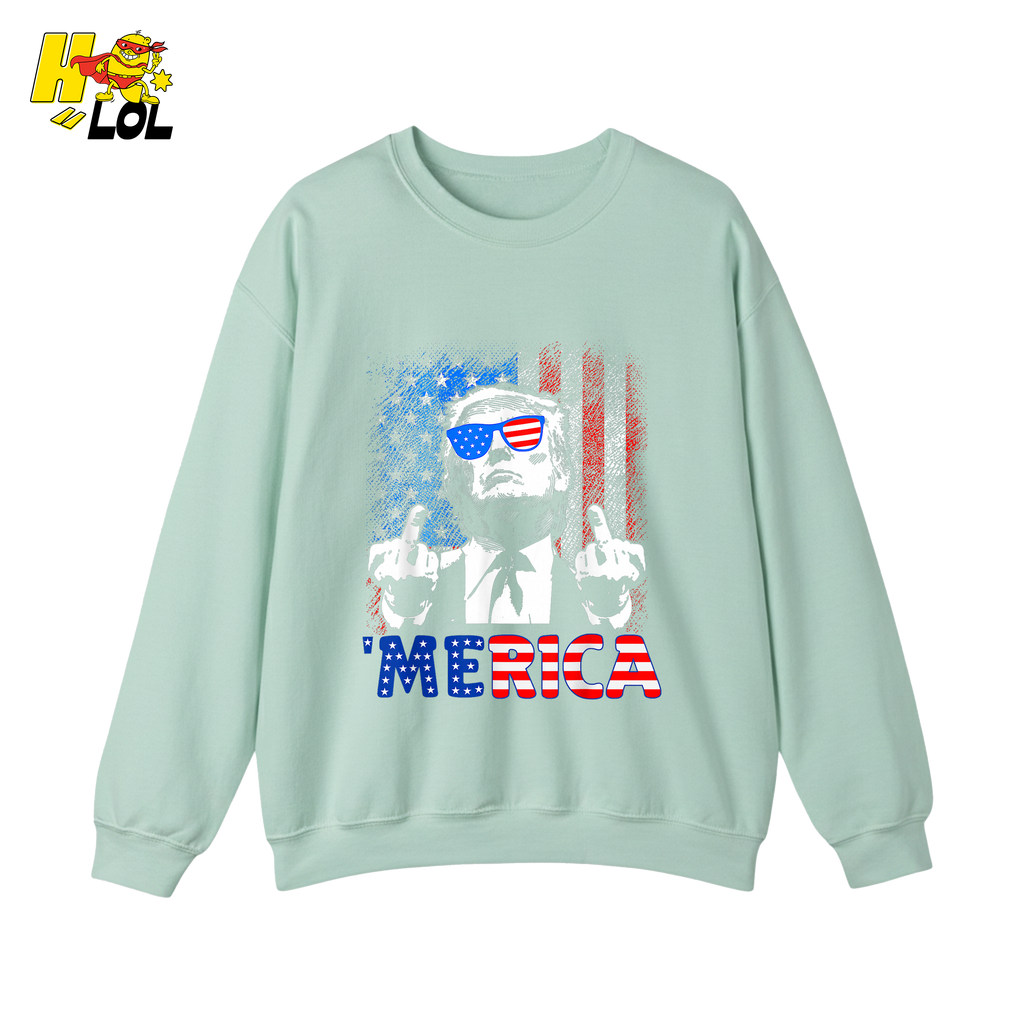 Merica Shirt Funny Patriotic USA Flag Graphic Shirt - HQLOL