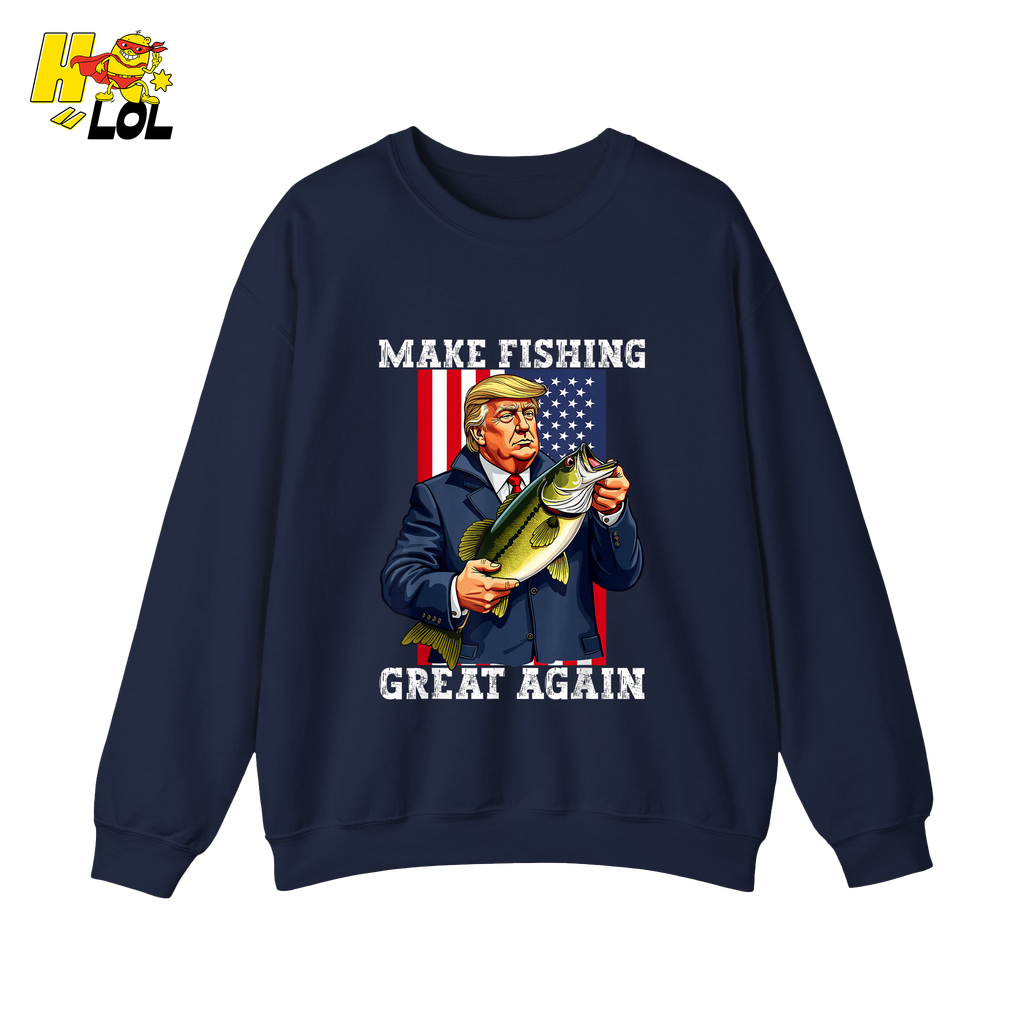 Make Fishing Great Again Shirt Funny Patriotic Bass Fishing Shirt - HQLOL