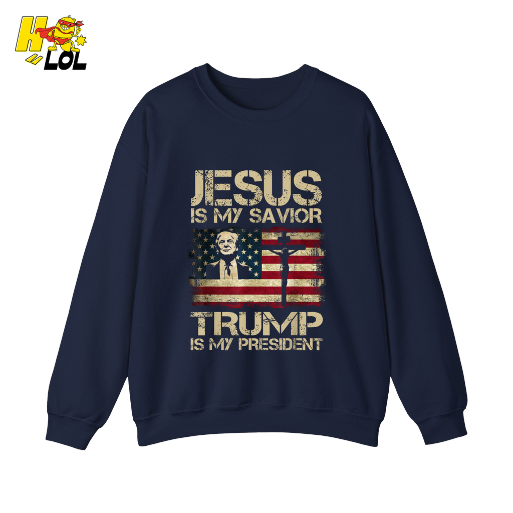 Jesus Is My Savior Trump Is My President Shirt Christian Patriotic - HQLOL