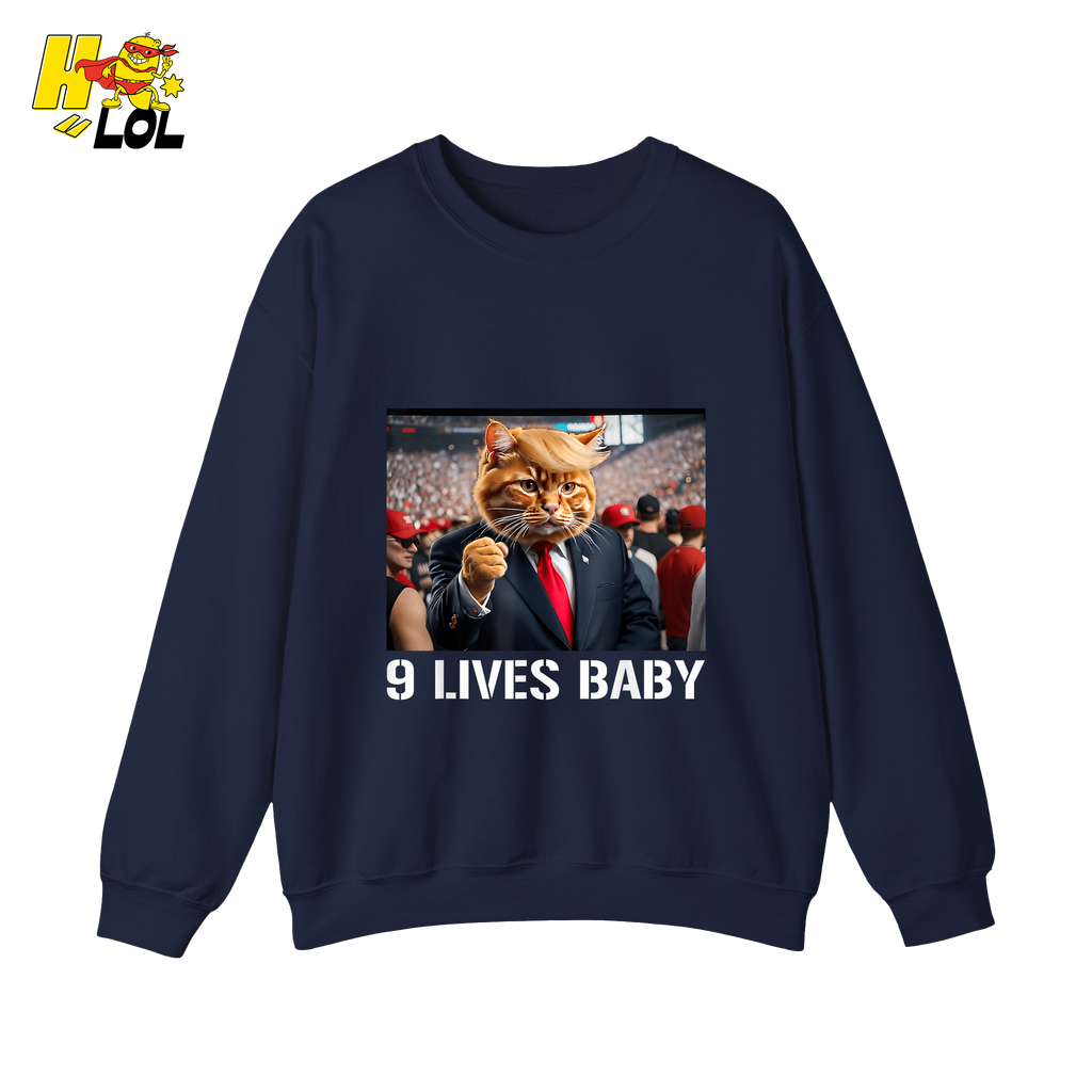 9 Lives Baby Shirt Funny Cat Meme Graphic Shirt - HQLOL