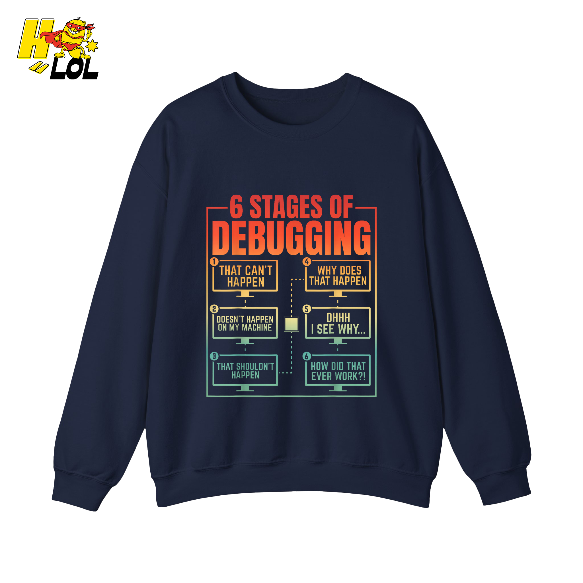 6 Stages of Debugging Shirt Funny Programmer Coding Gifts - HQLOL