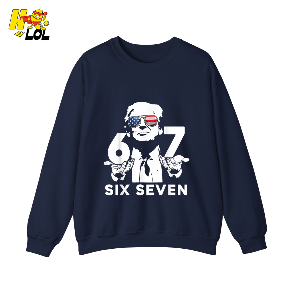 Six Seven Shirt 67 Patriotic Sunglasses Meme Graphic Shirt - HQLOL