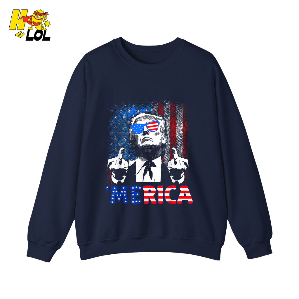 Merica Shirt Funny Patriotic USA Flag Graphic Shirt - HQLOL
