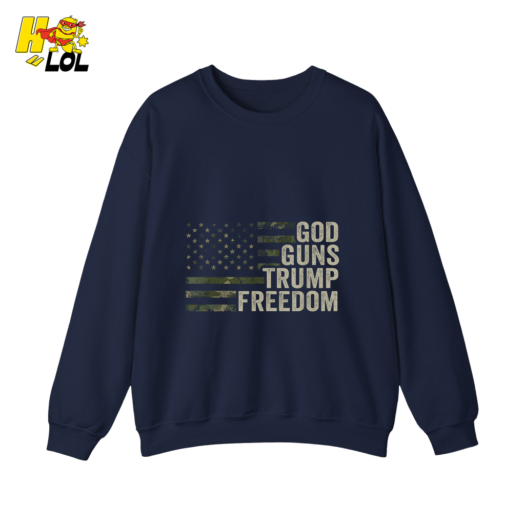 God Guns Trump Freedom Shirt Patriotic Camo Flag Shirt - HQLOL