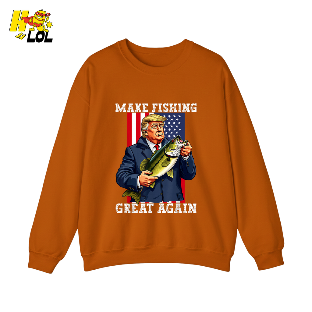 Make Fishing Great Again Shirt Funny Patriotic Bass Fishing Shirt - HQLOL