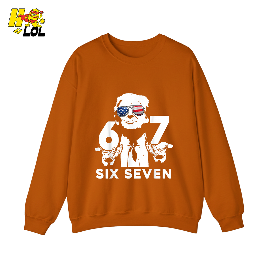 Six Seven Shirt 67 Patriotic Sunglasses Meme Graphic Shirt - HQLOL