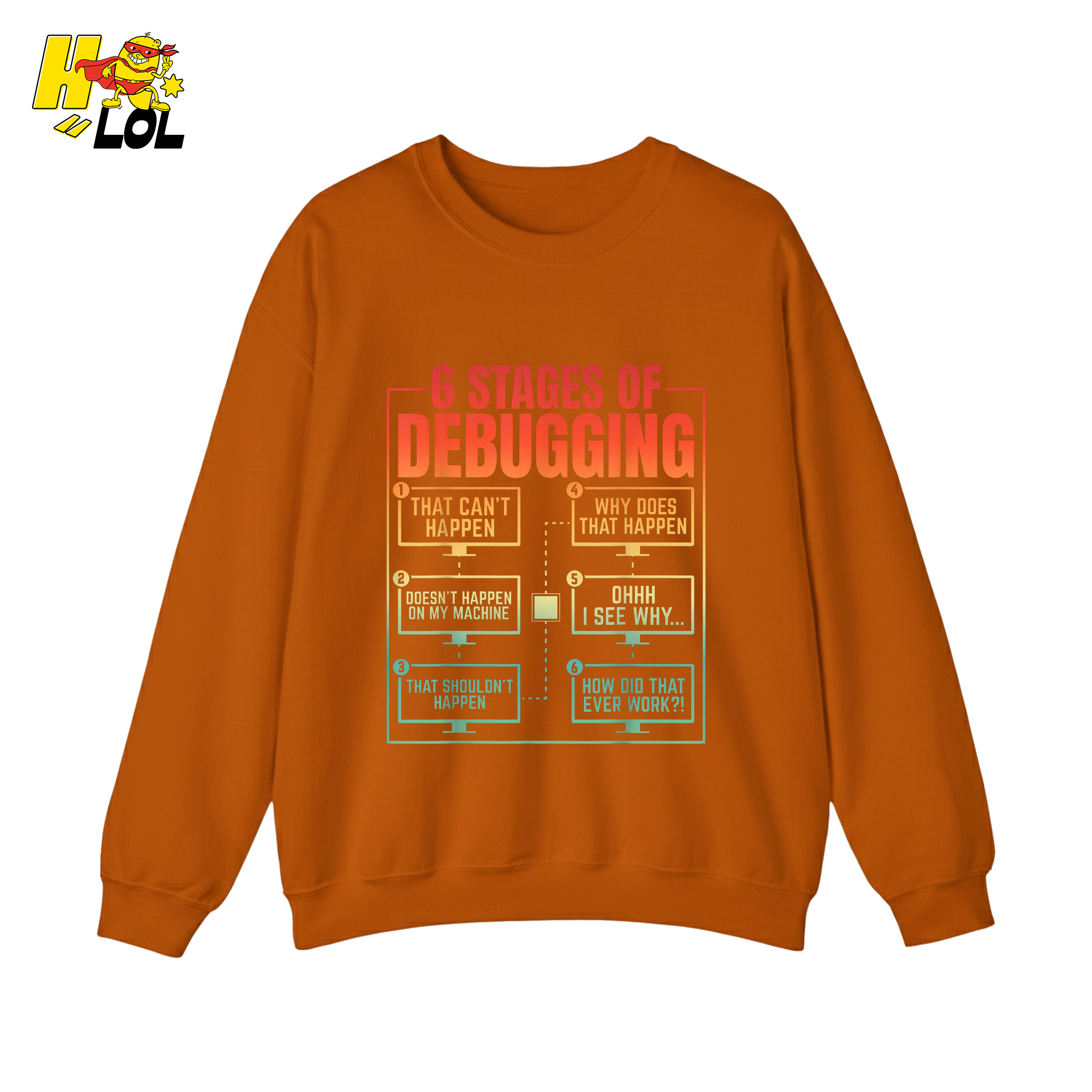 6 Stages of Debugging Shirt Funny Programmer Coding Gifts - HQLOL