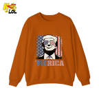 Merica Shirt Patriotic USA Flag Sunglasses Graphic Sweatshirt - HQLOL