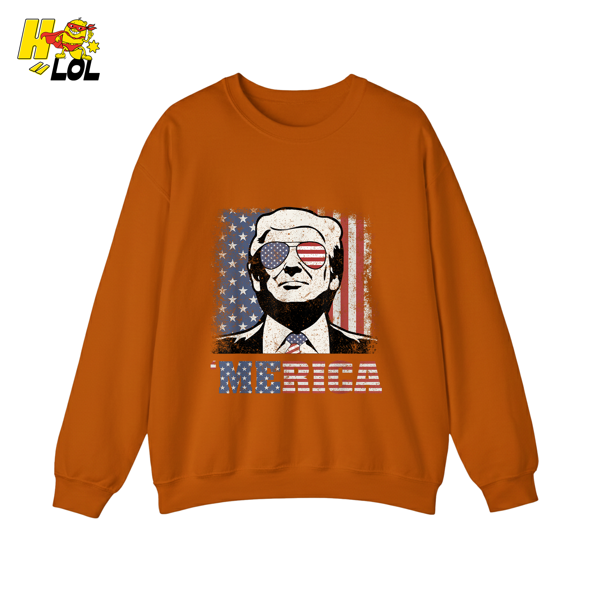 Merica Shirt Patriotic USA Flag Sunglasses Graphic Sweatshirt - HQLOL
