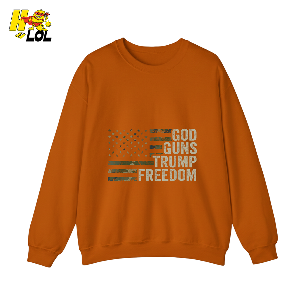 God Guns Trump Freedom Shirt Patriotic Camo Flag Shirt - HQLOL