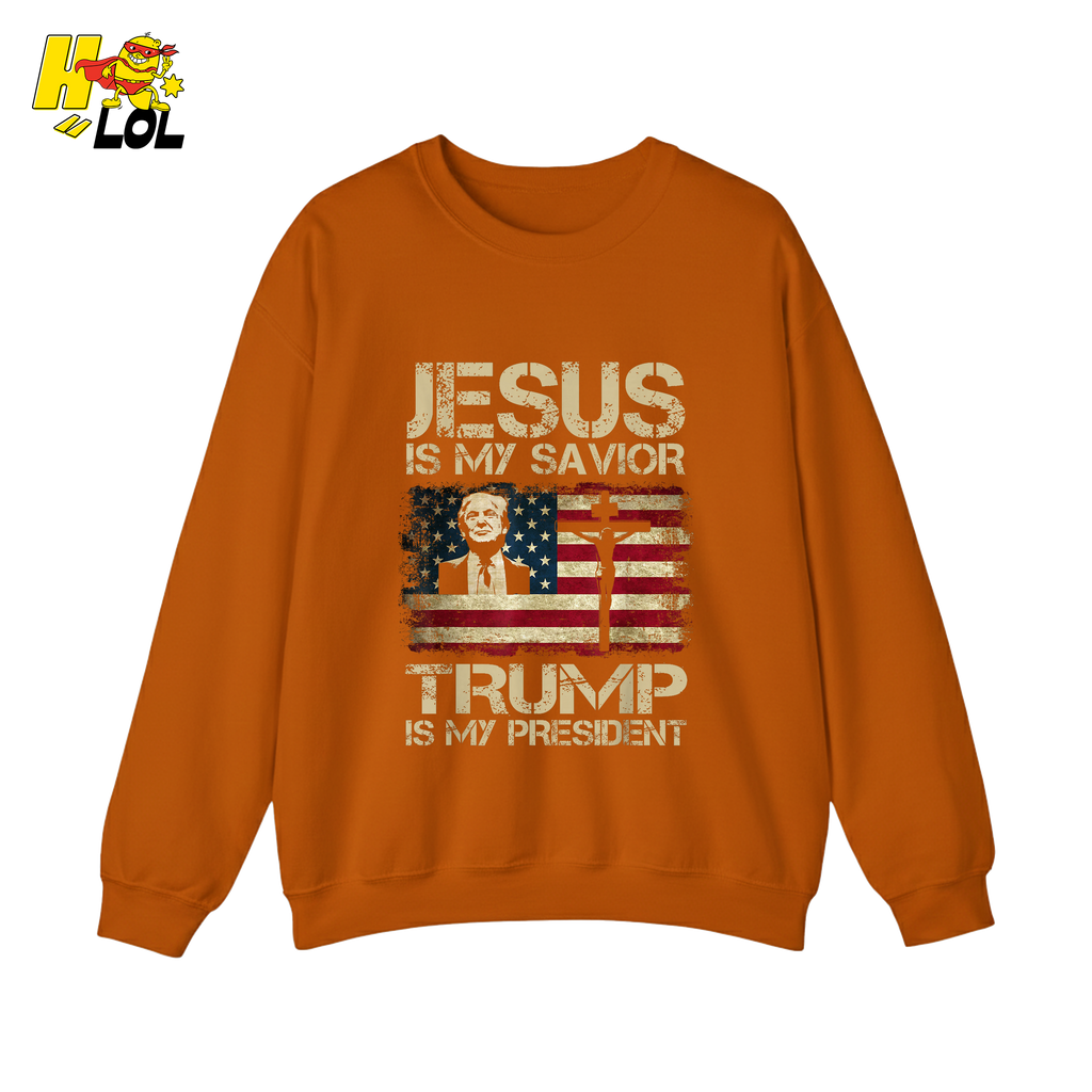 Jesus Is My Savior Trump Is My President Shirt Christian Patriotic - HQLOL