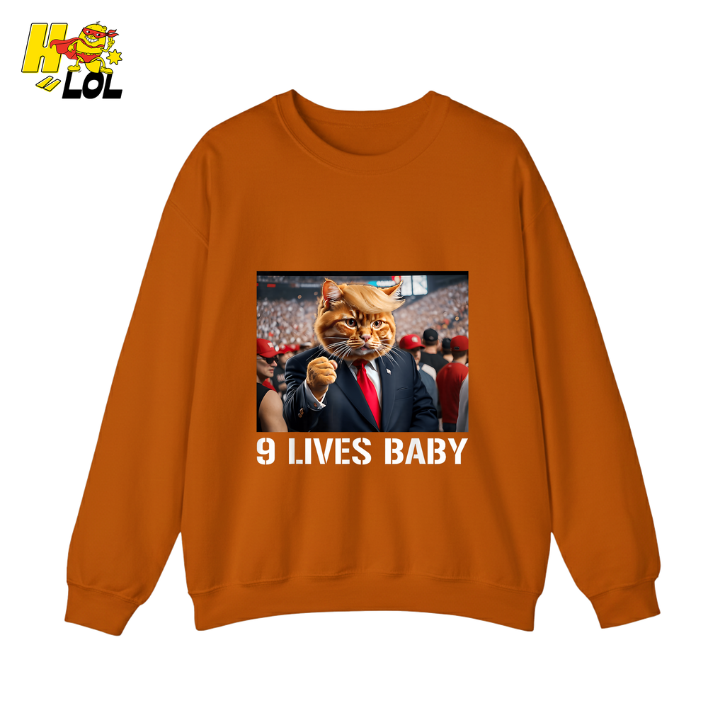 9 Lives Baby Shirt Funny Cat Meme Graphic Shirt - HQLOL