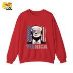 Merica Shirt Patriotic USA Flag Sunglasses Graphic Sweatshirt - HQLOL