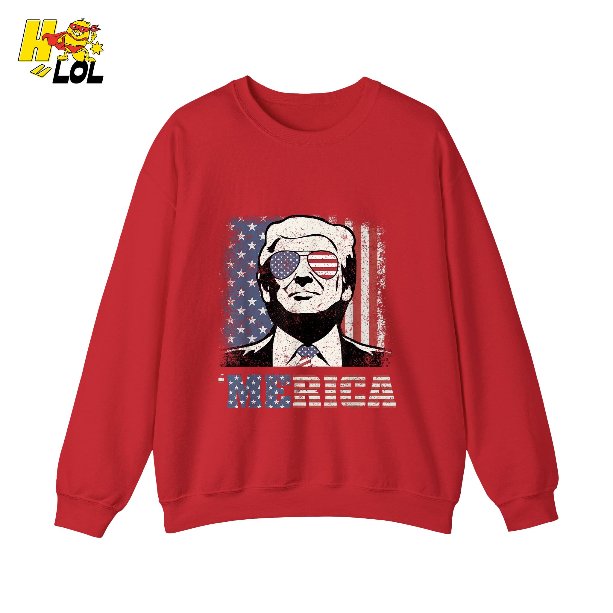 Merica Shirt Patriotic USA Flag Sunglasses Graphic Sweatshirt - HQLOL