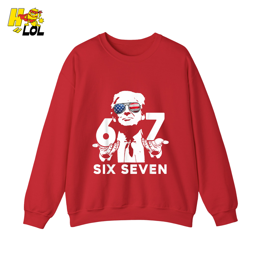 Six Seven Shirt 67 Patriotic Sunglasses Meme Graphic Shirt - HQLOL