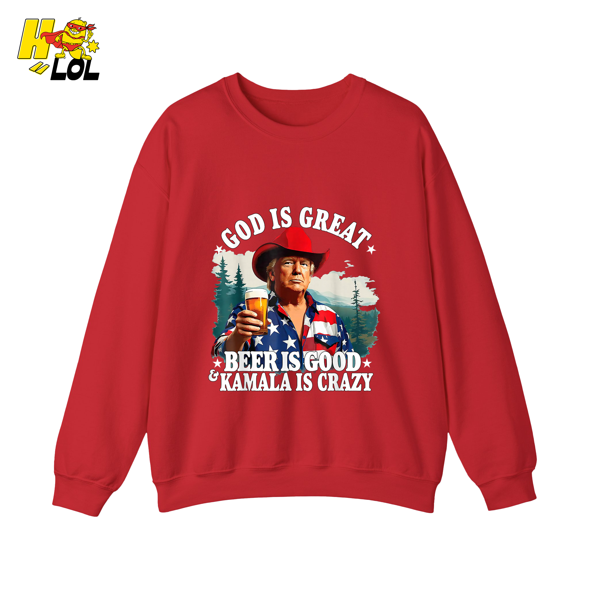 God Is Great Kamala Is Crazy - Trump Beer Patriotic Shirt - HQLOL