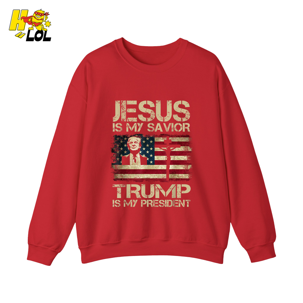 Jesus Is My Savior Trump Is My President Shirt Christian Patriotic - HQLOL