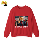 9 Lives Baby Shirt Funny Cat Meme Graphic Shirt - HQLOL