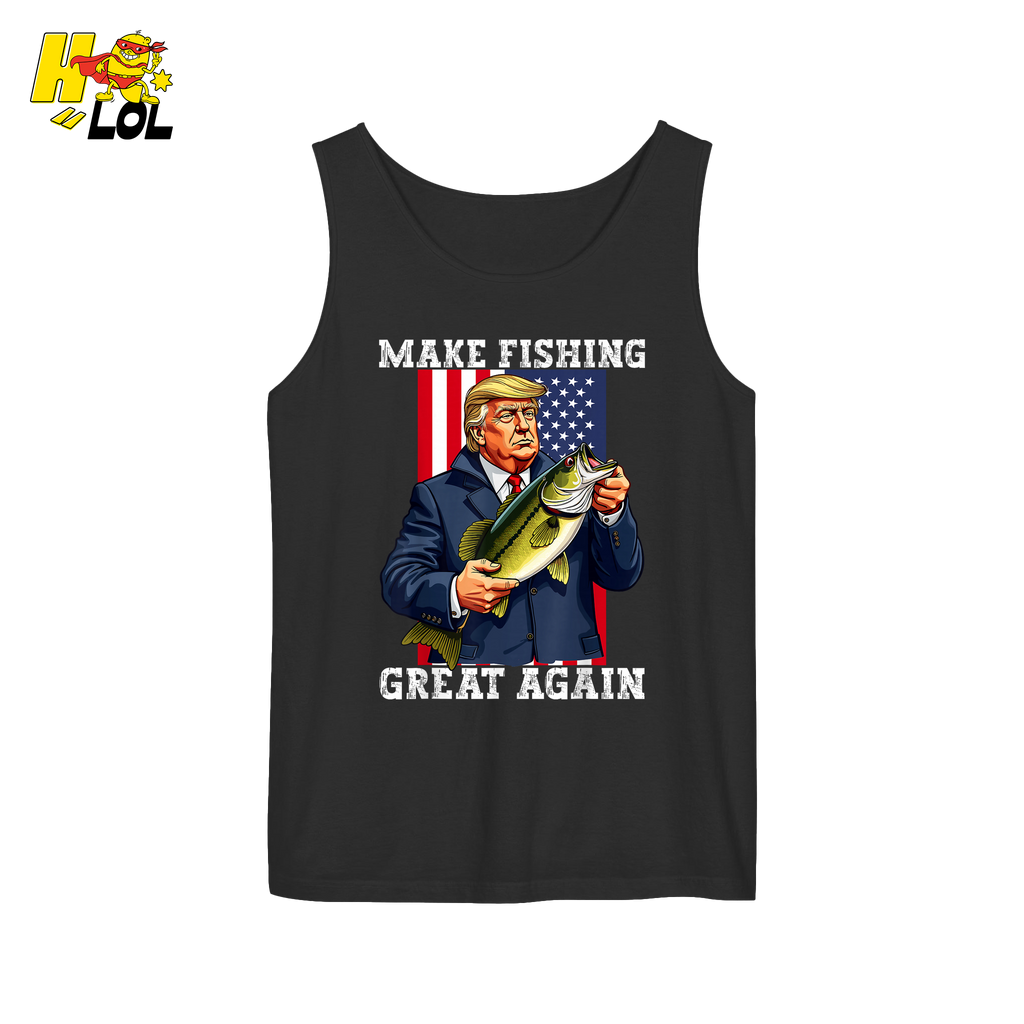 Make Fishing Great Again Shirt Funny Patriotic Bass Fishing Shirt - HQLOL