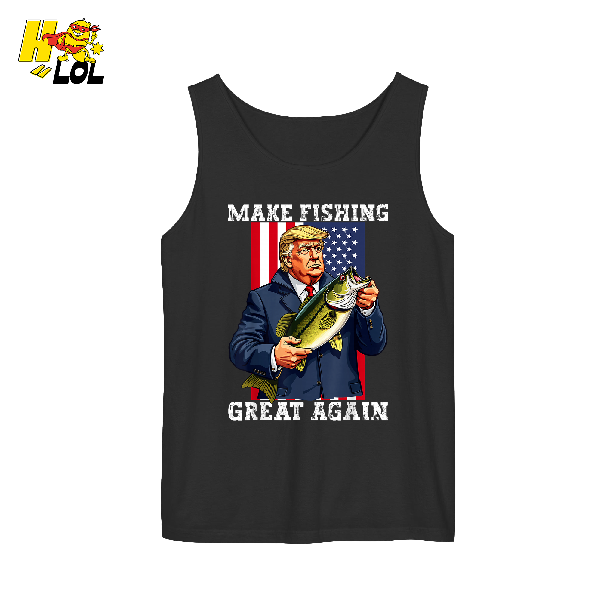 Make Fishing Great Again Shirt Funny Patriotic Bass Fishing Shirt - HQLOL