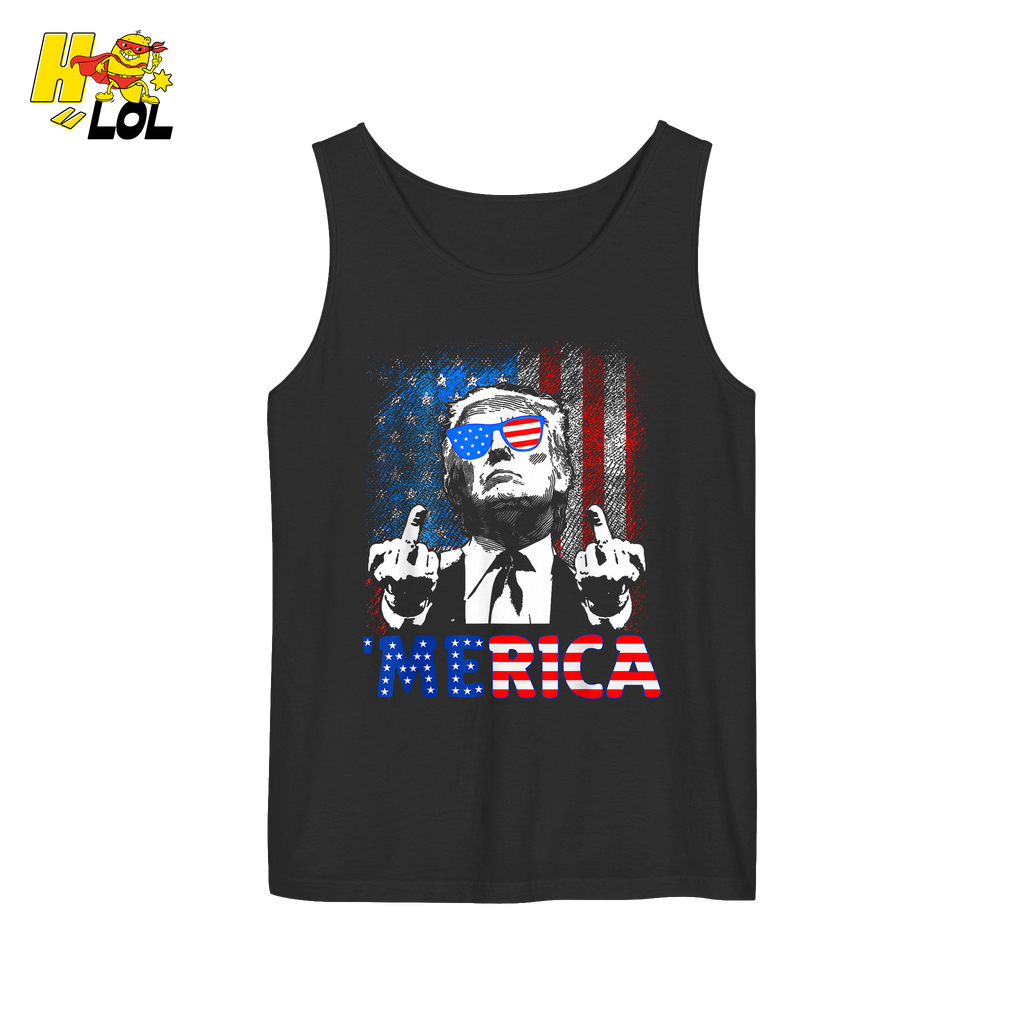 Merica Shirt Funny Patriotic USA Flag Graphic Shirt - HQLOL