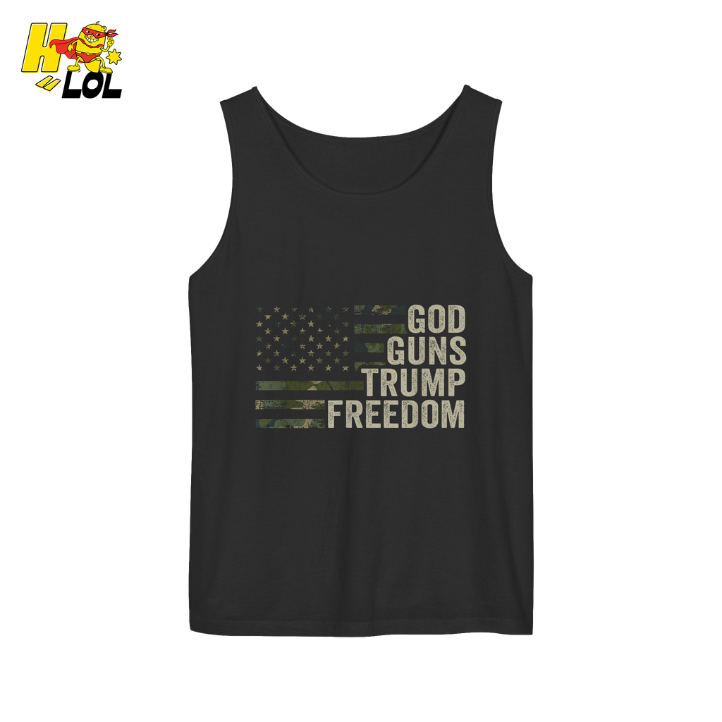 God Guns Trump Freedom Shirt Patriotic Camo Flag Shirt - HQLOL