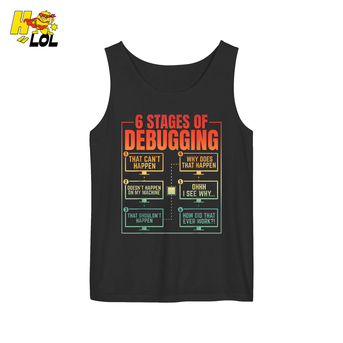 6 Stages of Debugging Shirt Funny Programmer Coding Gifts - HQLOL