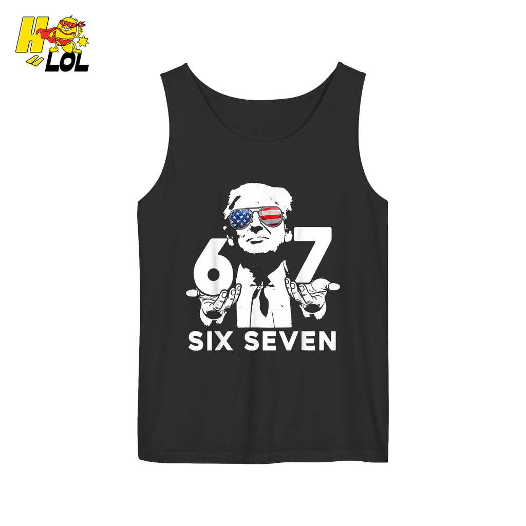 Six Seven Shirt 67 Patriotic Sunglasses Meme Graphic Shirt - HQLOL