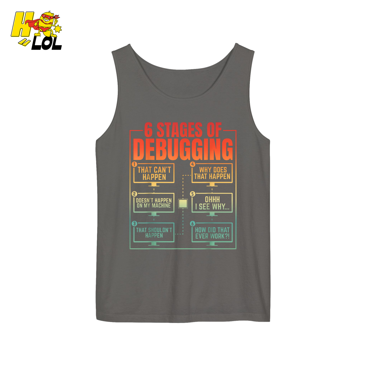 6 Stages of Debugging Shirt Funny Programmer Coding Gifts - HQLOL