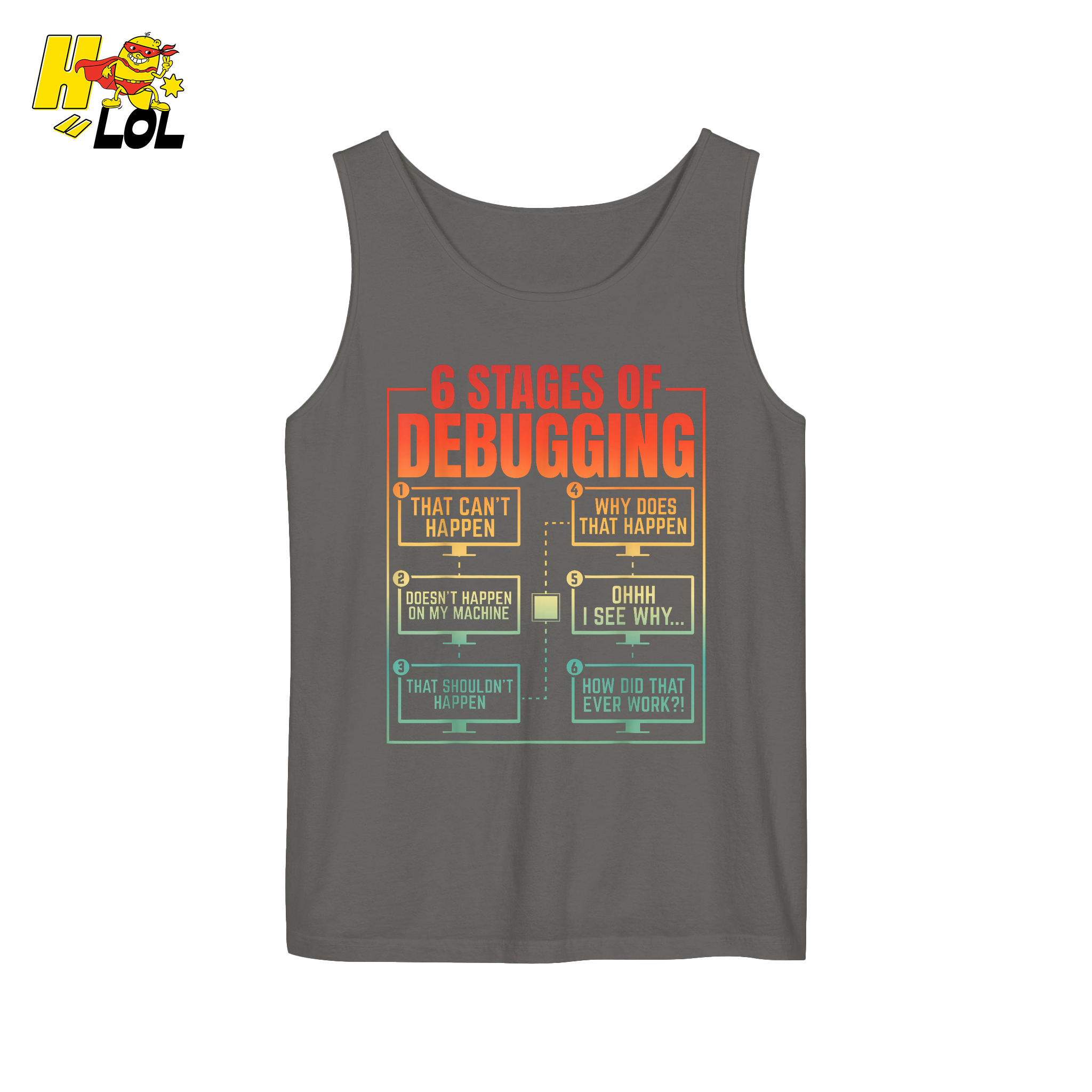 6 Stages of Debugging Shirt Funny Programmer Coding Gifts - HQLOL