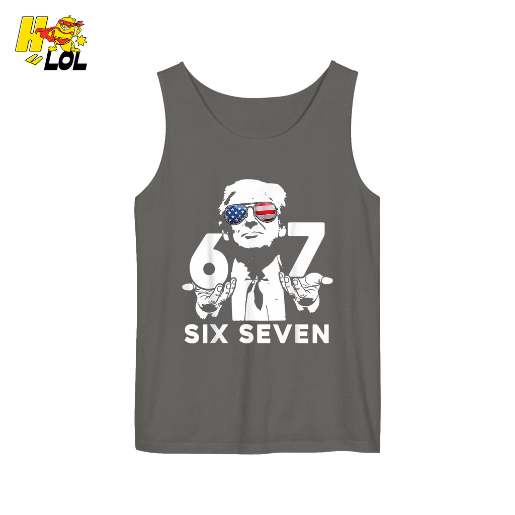 Six Seven Shirt 67 Patriotic Sunglasses Meme Graphic Shirt - HQLOL
