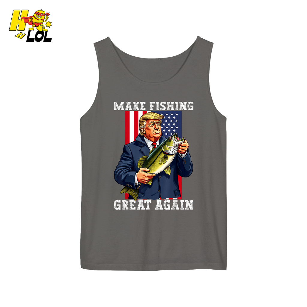 Make Fishing Great Again Shirt Funny Patriotic Bass Fishing Shirt - HQLOL