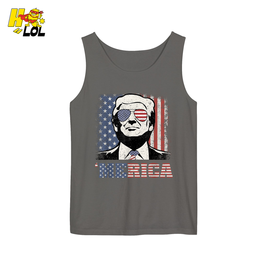 Merica Shirt Patriotic USA Flag Sunglasses Graphic Sweatshirt - HQLOL