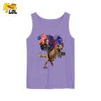 Trump Riding T-Rex American Flag Epic Patriotic Funny Gift Shirt - HQLOL