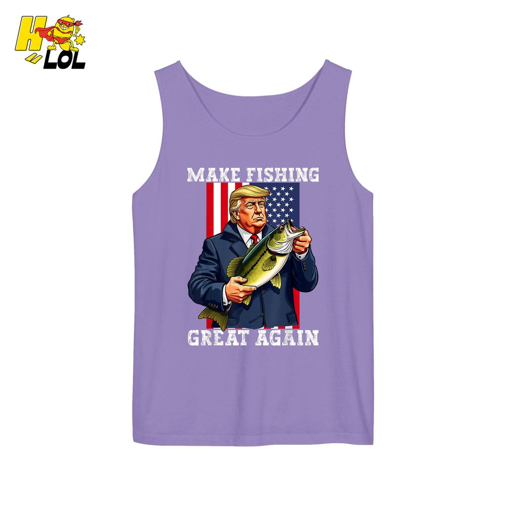Make Fishing Great Again Shirt Funny Patriotic Bass Fishing Shirt - HQLOL